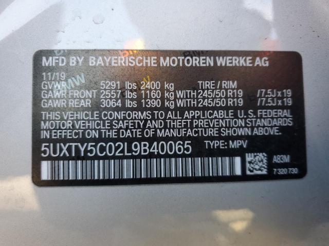 5UXTY5C02L9B40065 2020 BMW X3 XDRIVE3