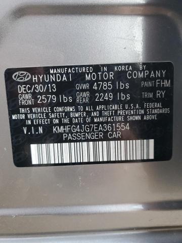 VIN KMHFG4JG7EA361554 2014 HYUNDAI AZERA no.13