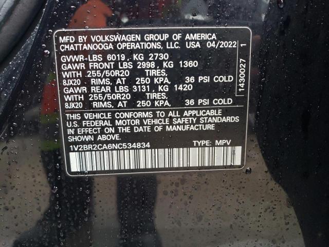 2022 VOLKSWAGEN ATLAS SEL - 1V2BR2CA6NC534834