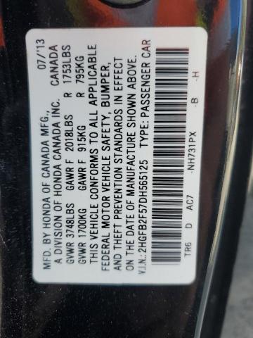 VIN 2HGFB2F57DH565125 2013 HONDA CIVIC no.12