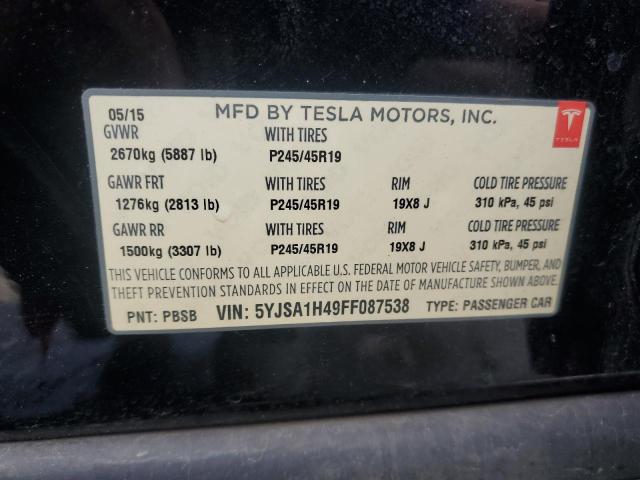 2015 TESLA MODEL S P8 5YJSA1H49FF087538