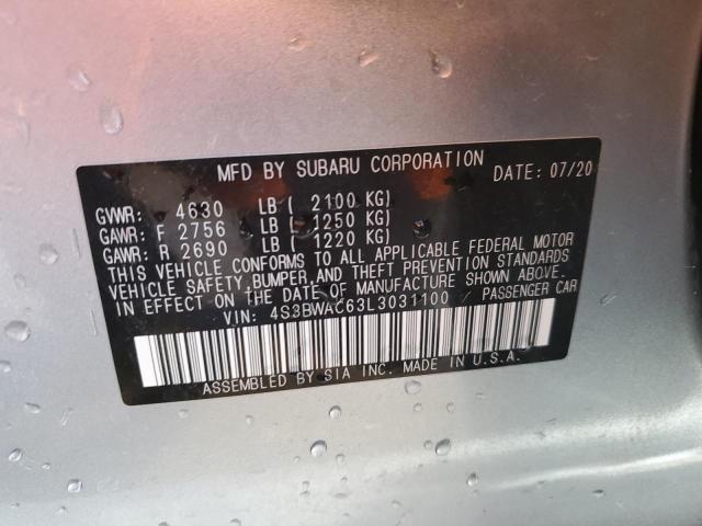 2020 SUBARU LEGACY PRE - 4S3BWAC63L3031100