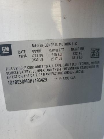 2017 CHEVROLET CRUZE LT - 1G1BE5SM0H7193429