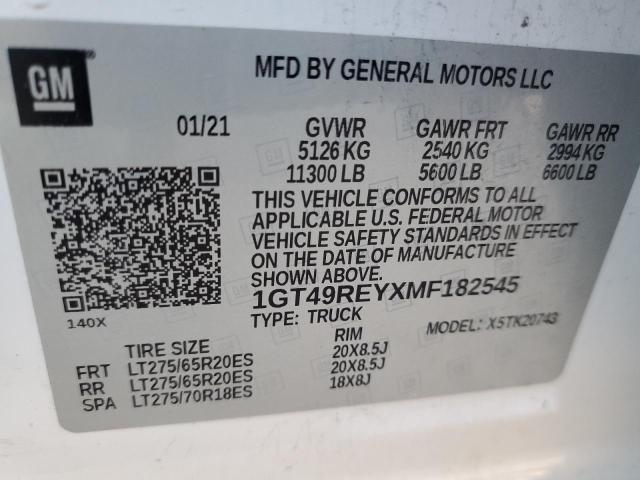 2021 GMC SIERRA K25 - 1GT49REYXMF182545