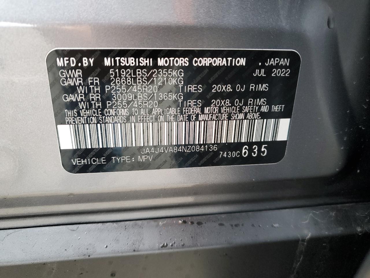 Lot #3030637107 2022 MITSUBISHI OUTLANDER