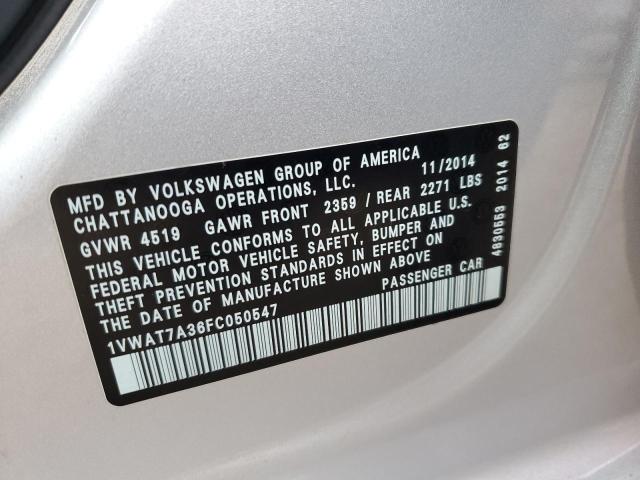 2015 VOLKSWAGEN PASSAT S - 1VWAT7A36FC050547