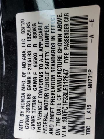 2020 HONDA CIVIC EX - 19XFC1F33LE012647