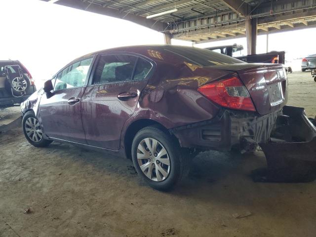 HONDA CIVIC LX 2012 burgundy  gas 19XFB2F5XCE363906 photo #3