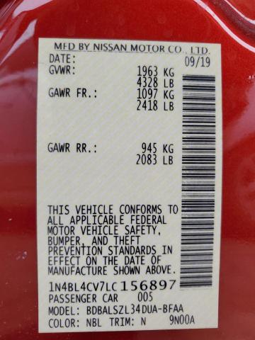 2020 NISSAN ALTIMA SR - 1N4BL4CV7LC156897