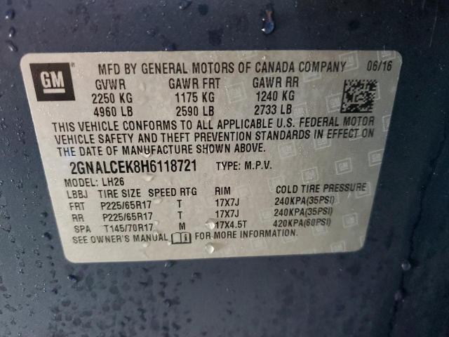 2017 CHEVROLET EQUINOX LT - 2GNALCEK8H6118721