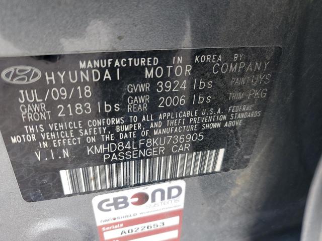 VIN KMHD84LF8KU736905 2019 HYUNDAI ELANTRA no.12