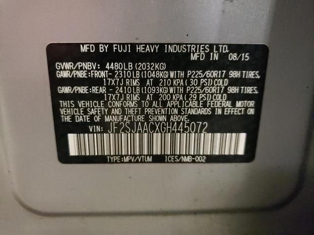 2016 SUBARU FORESTER 2 - JF2SJAACXGH445072