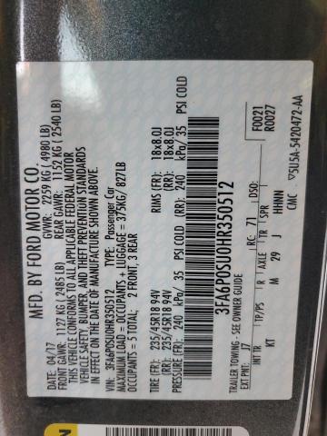 2017 FORD FUSION TIT - 3FA6P0SU0HR350512