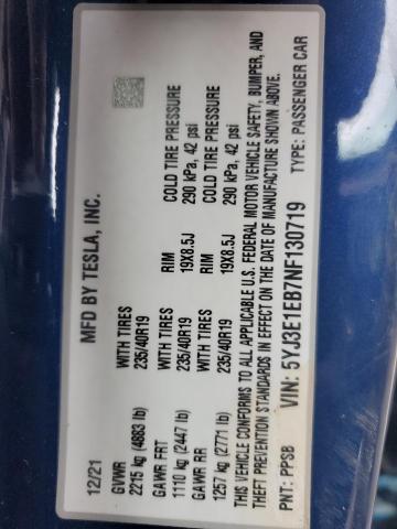 2022 TESLA MODEL 3 - 5YJ3E1EB7NF130719
