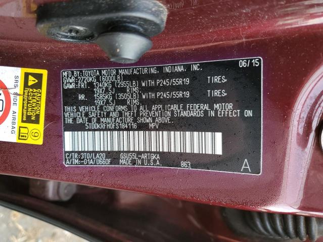 2015 TOYOTA HIGHLANDER - 5TDDKRFH0FS184116