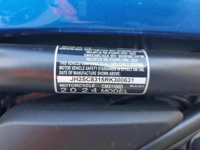 2024 HONDA CMX1100 D JH2SC8315RK300631