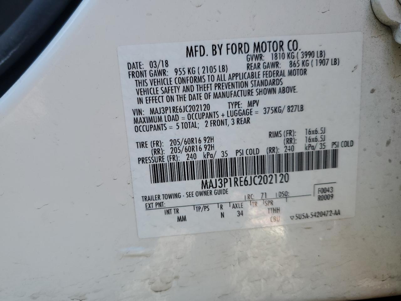 Lot #3055590544 2018 FORD ECOSPORT S