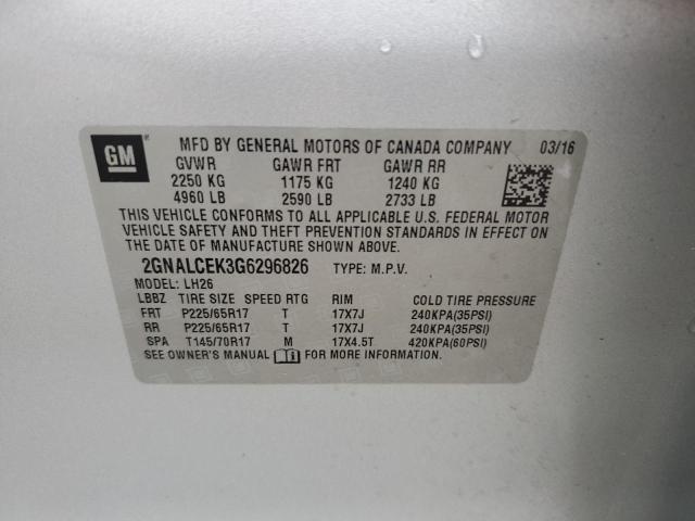 2016 CHEVROLET EQUINOX LT - 2GNALCEK3G6296826