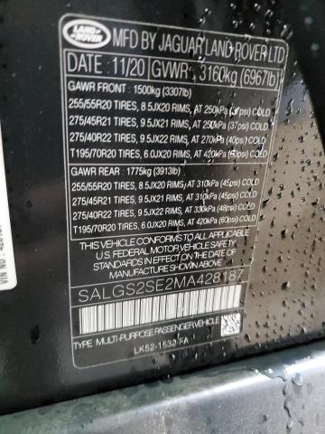 2021 LAND ROVER RANGE ROVE - SALGS2SE2MA428187