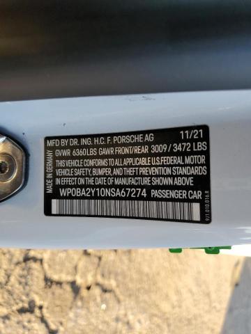 VIN WP0BA2Y10NSA67274 2022 PORSCHE TAYCAN no.12