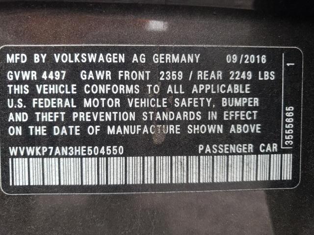 VIN WVWKP7AN3HE504550 2017 VOLKSWAGEN CC no.12