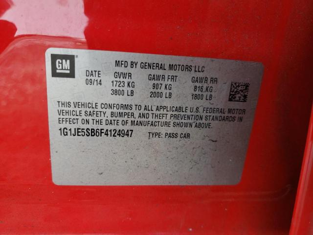 2015 CHEVROLET SONIC LTZ 1G1JE5SB6F4124947