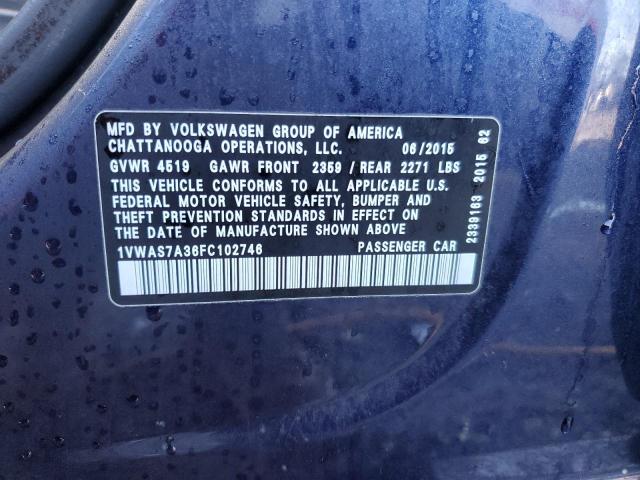 2015 VOLKSWAGEN PASSAT S - 1VWAS7A36FC102746