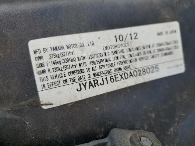 2013 YAMAHA YZFR6 JYARJ16EXDA028025