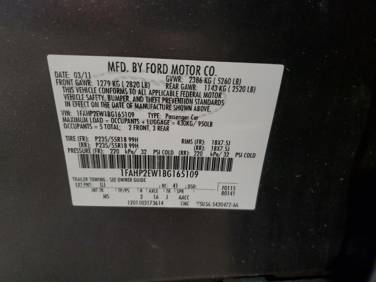 Lot #3024948398 2011 FORD TAURUS SEL