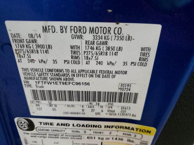 VIN 1FTFW1ET9EFC96156 2014 FORD F-150 no.12