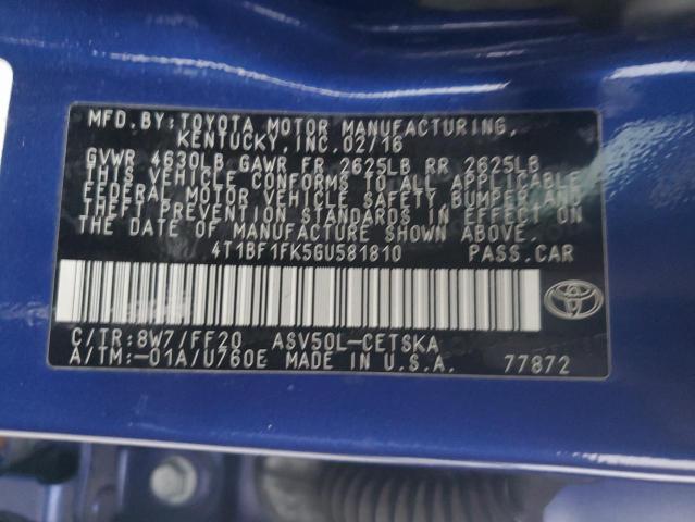 2016 TOYOTA CAMRY LE - 4T1BF1FK5GU581810