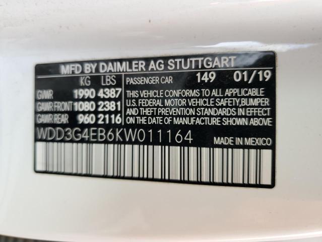 VIN WDD3G4EB6KW011164 2019 MERCEDES-BENZ A-CLASS no.12