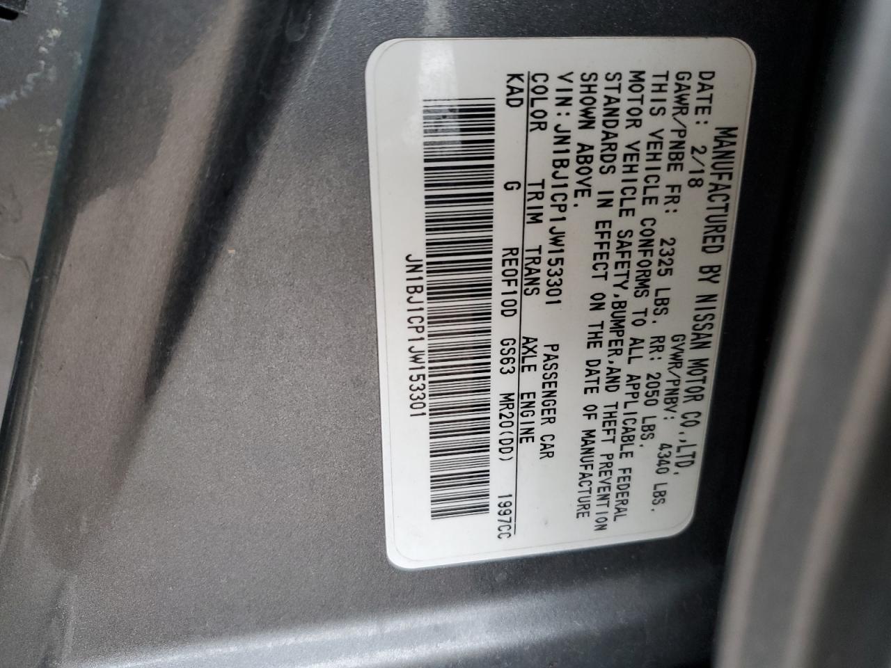 Lot #3034392068 2018 NISSAN ROGUE SPOR