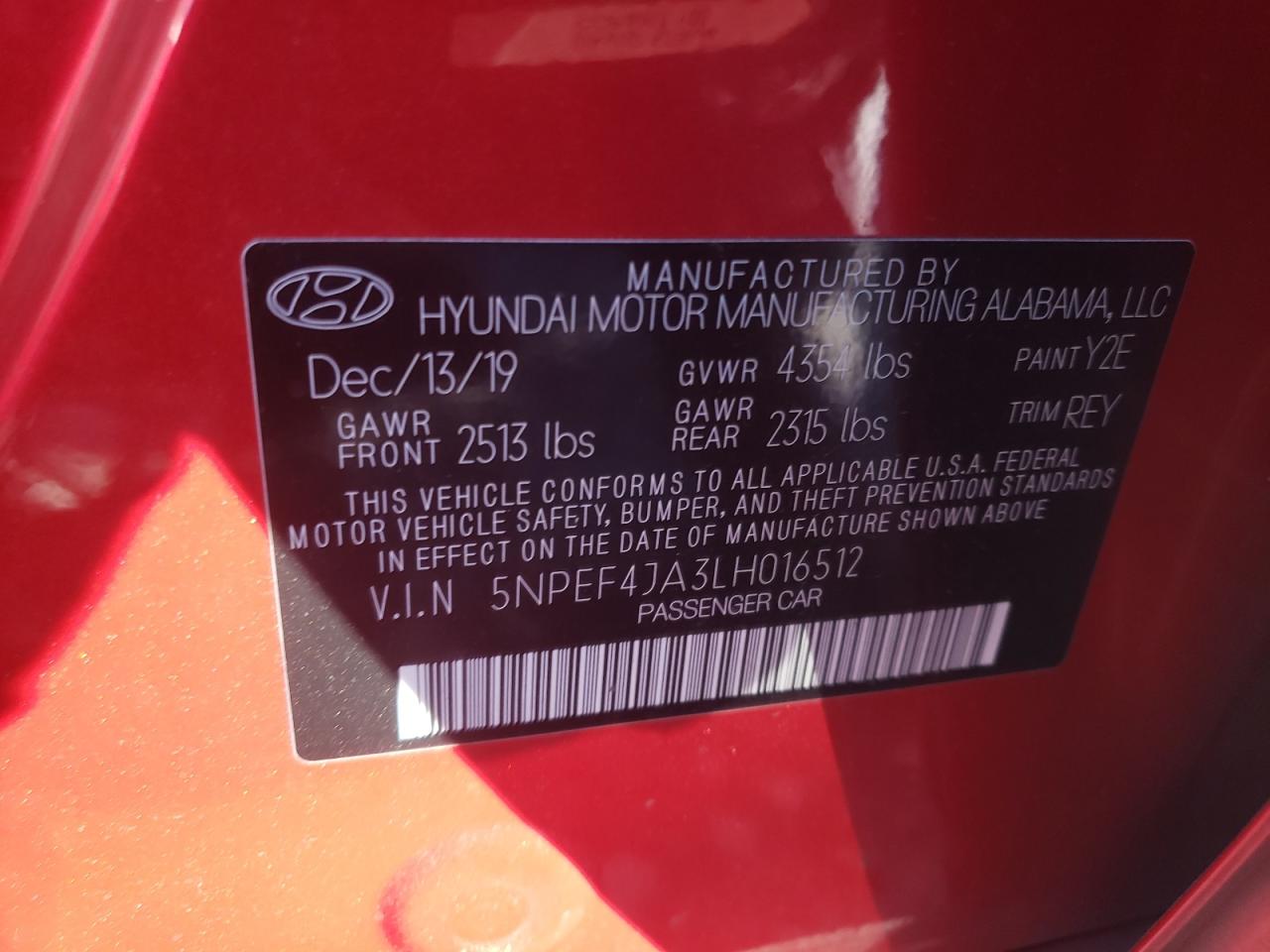 Lot #3024250904 2020 HYUNDAI SONATA SEL