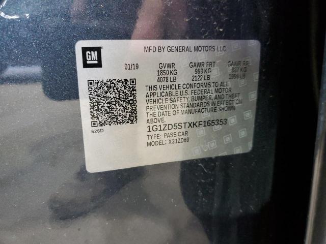 2019 CHEVROLET MALIBU LT - 1G1ZD5STXKF165353