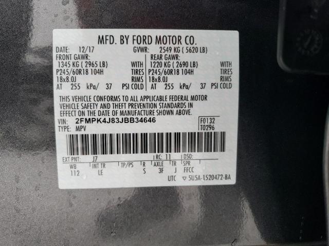 2018 FORD EDGE SEL - 2FMPK4J83JBB34646