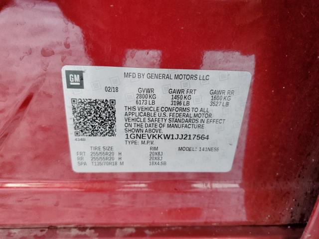 2018 CHEVROLET TRAVERSE H 1GNEVKKW1JJ217564