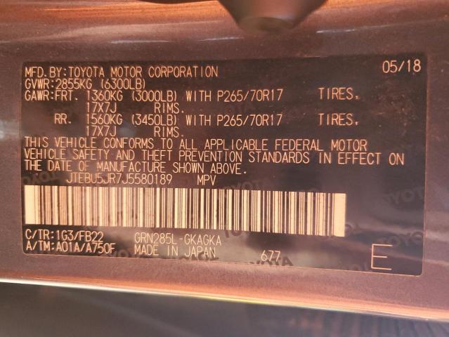 2018 TOYOTA 4RUNNER SR - JTEBU5JR7J5580189
