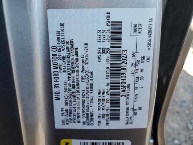 2020 FORD FUSION SE - 3FA6P0HD9LR120273