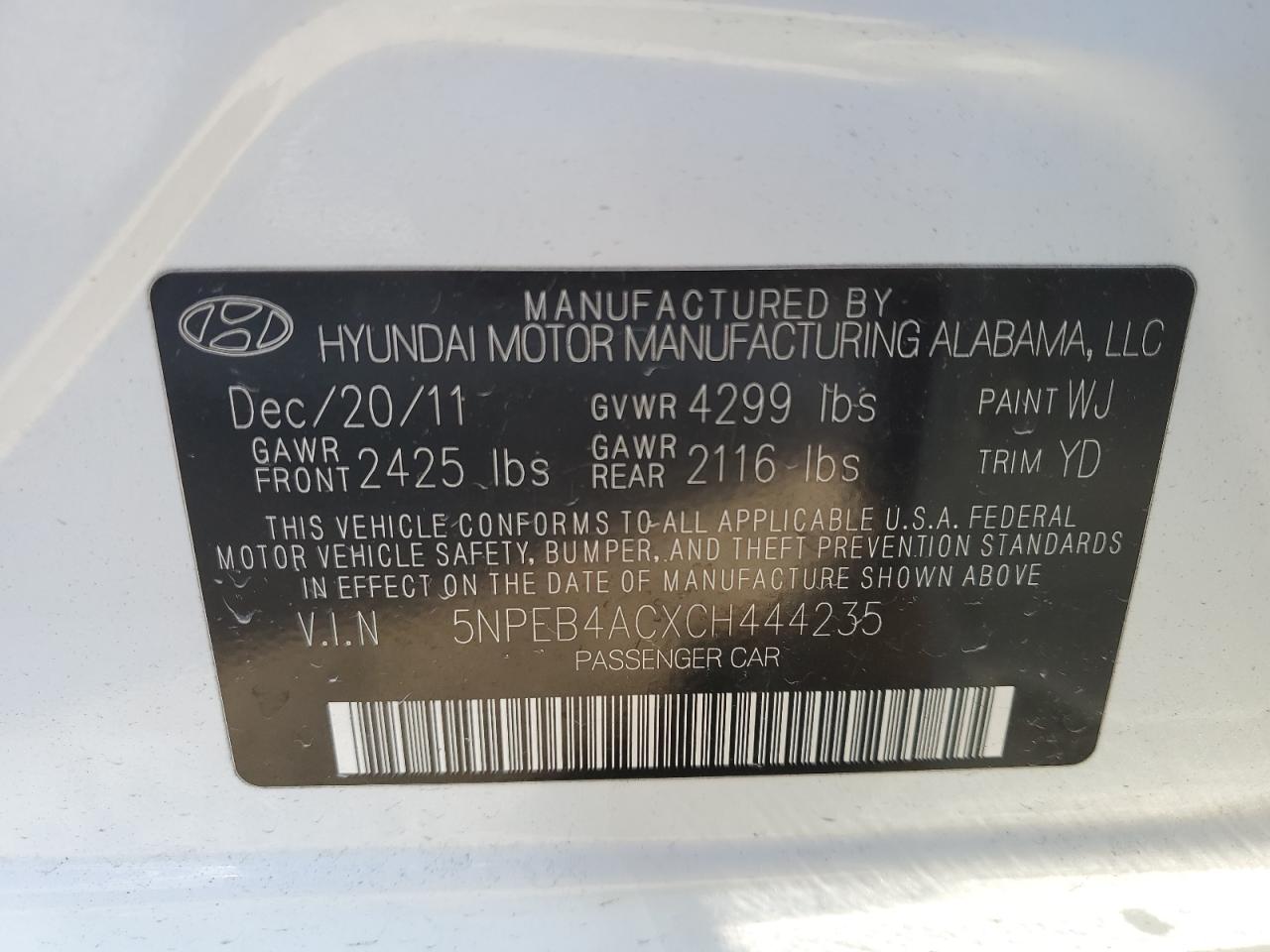 Lot #3024704634 2012 HYUNDAI SONATA GLS