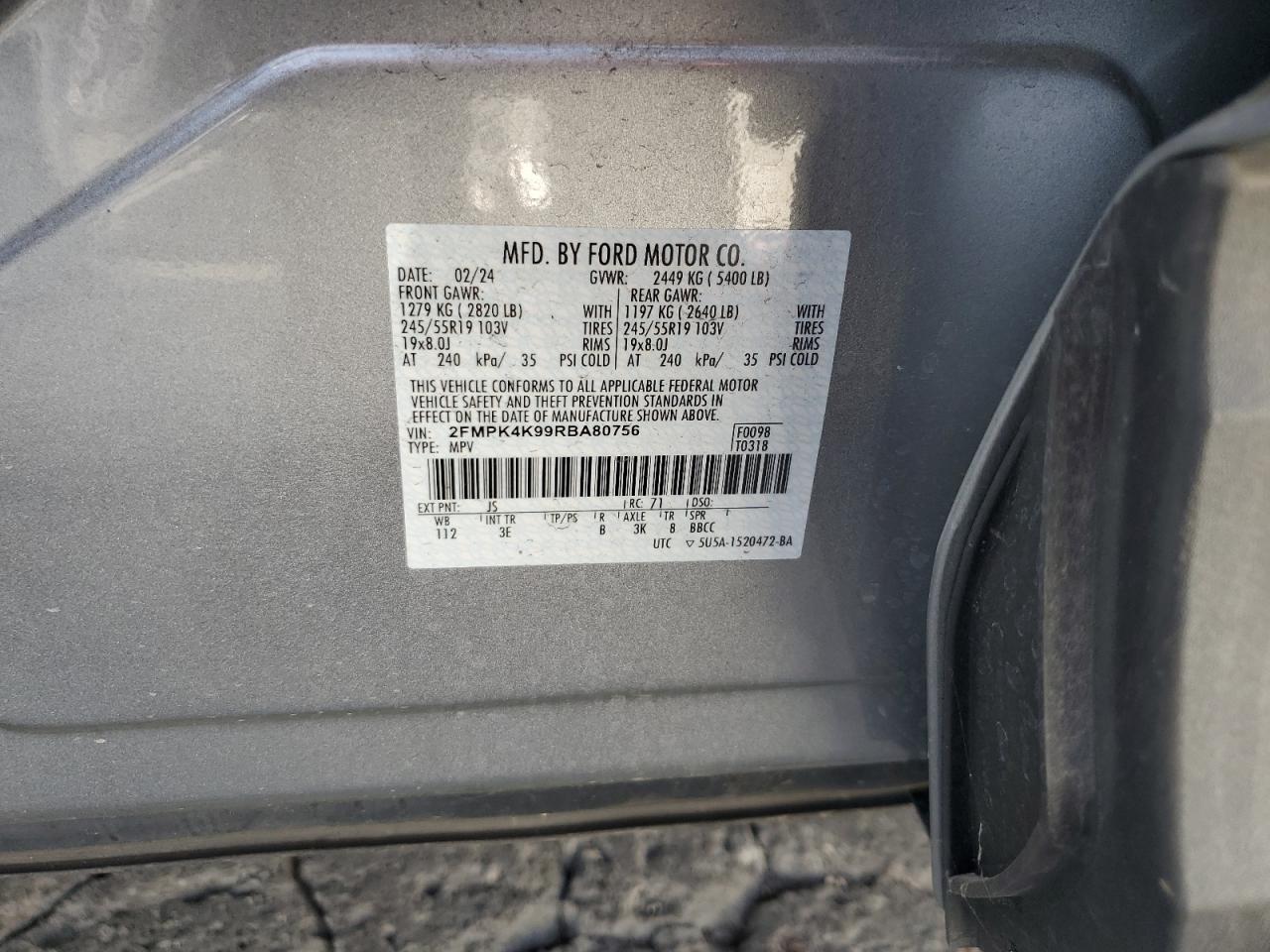 Lot #3034260140 2024 FORD EDGE TITAN