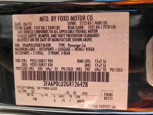 2016 FORD FUSION SE - 3FA6P0LU2GR126428