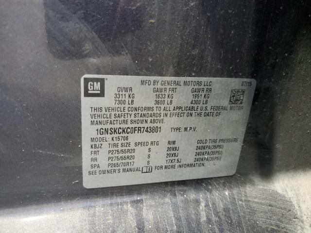 2015 CHEVROLET TAHOE K150 - 1GNSKCKC0FR743801