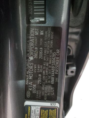 VIN KNAFX4A81F5304285 2015 KIA FORTE no.12