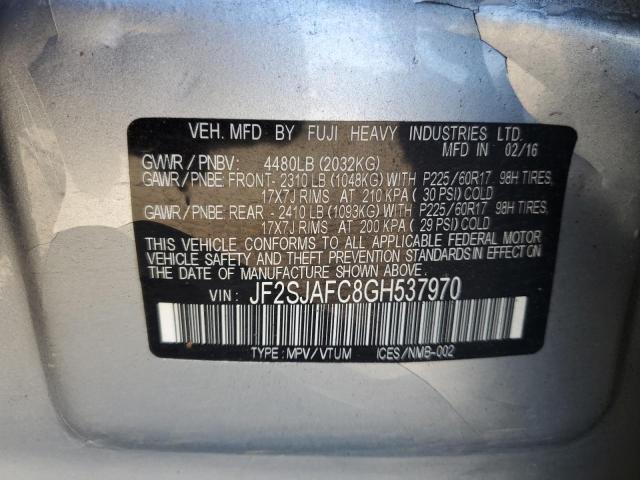2016 SUBARU FORESTER 2 - JF2SJAFC8GH537970