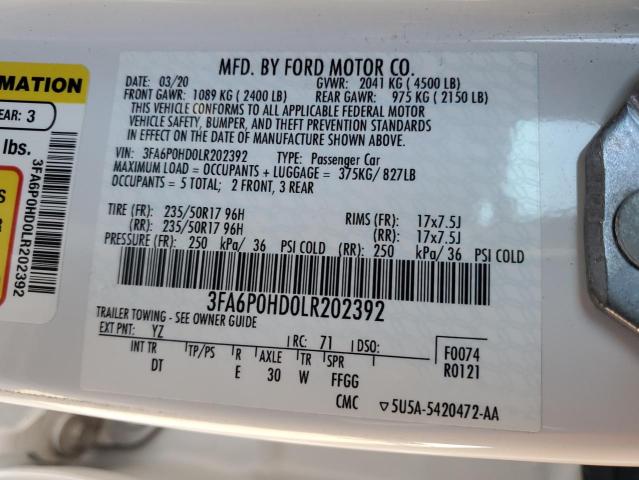 2020 FORD FUSION SE - 3FA6P0HD0LR202392