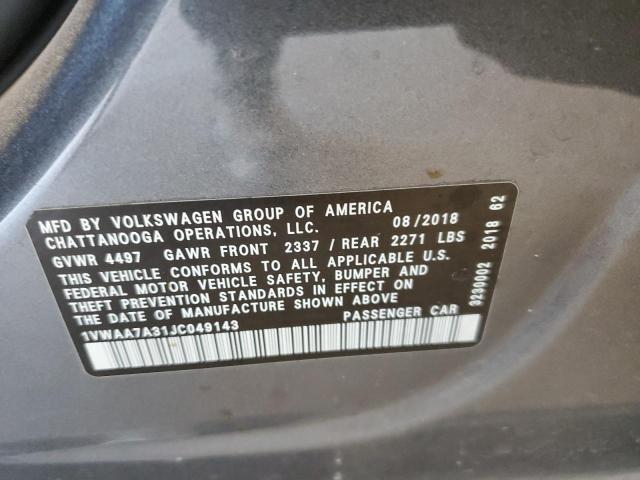 2018 VOLKSWAGEN PASSAT S - 1VWAA7A31JC049143
