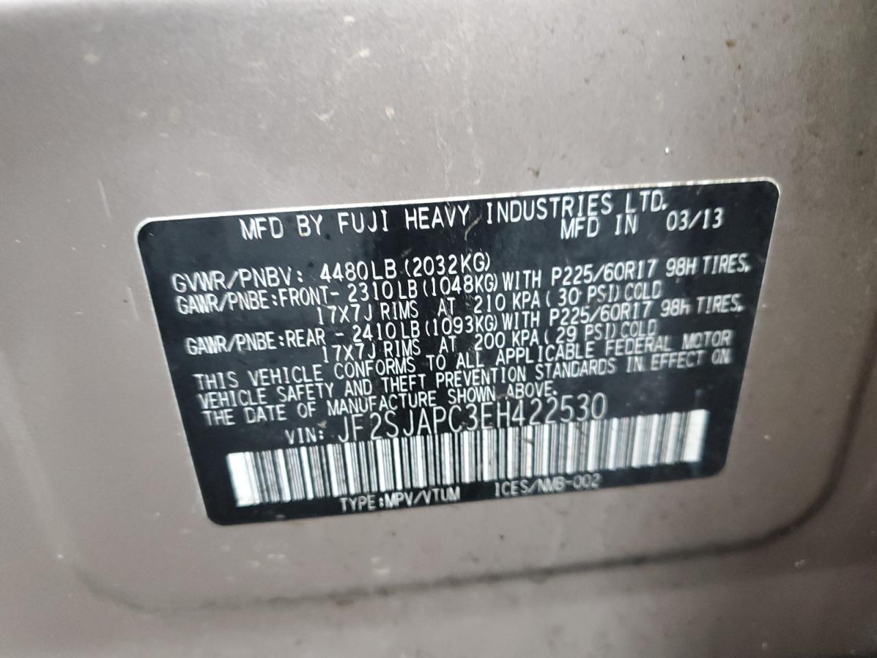 Lot #3042061201 2014 SUBARU FORESTER 2