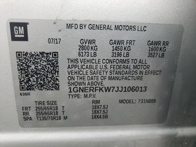 2018 CHEVROLET TRAVERSE L - 1GNERFKW7JJ106013