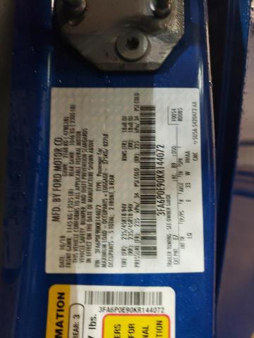 2019 FORD FUSION SEL - 3FA6P0E90KR144072